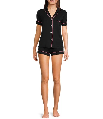KatieJNYC Short Sleeve Button Front Lynn Lounge Short Set