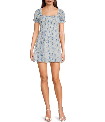 KatieJNYC Square Neck Smocked Mini Molly Dress