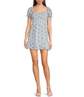 KatieJNYC Square Neck Smocked Mini Molly Dress