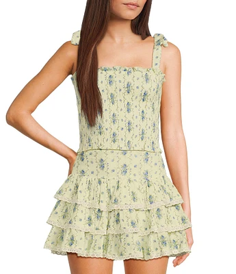 KatieJNYC Sunnie Smocked Tie Shoulder Coordinating Top