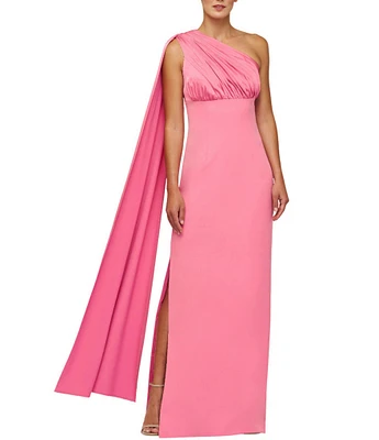 Kay Unger Alessandra Stretch Charmeuse One Shoulder Empire Waist Column Gown