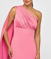 Kay Unger Alessandra Stretch Charmeuse One Shoulder Empire Waist Column Gown