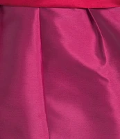 Kay Unger India Taffeta Color Block Strapless Neck Sleeveless Pleated Sheath Midi Dress