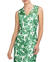 Kay Unger Lace Floral Print V-Neck Sleeveless Mermaid Gown