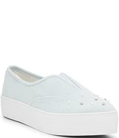 Keds Point Slip Denim Pointed Toe Slip On Platform Sneakers