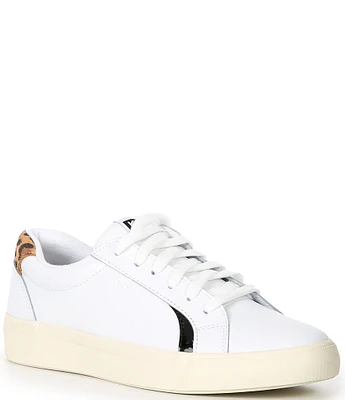 Keds Pursuit Leather Leopard Print Heel Detail Sneakers