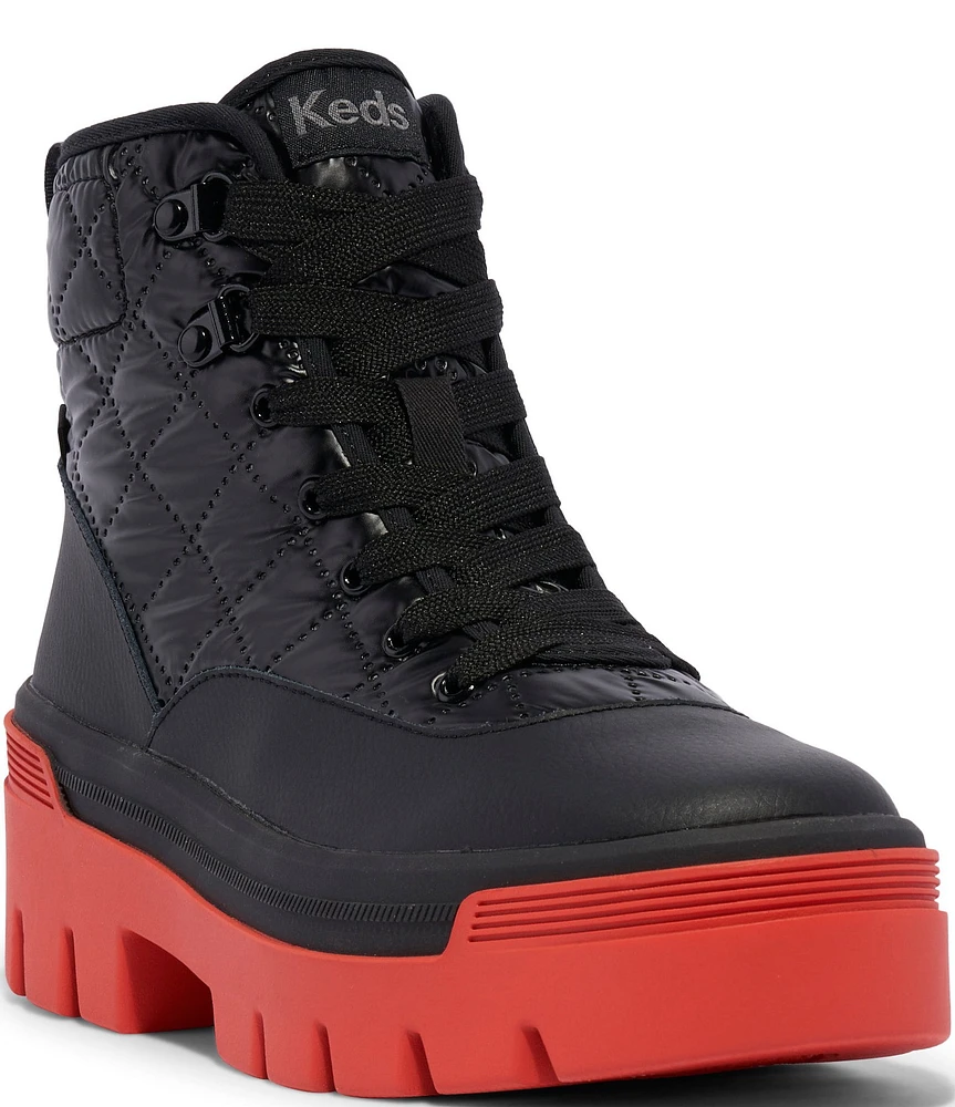 Keds Soho Suede Nylon Quilted Lugged Platform Booties