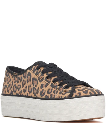 Keds Triple Up Leopard Print Suede Platform Sneakers