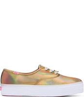 Keds x Barbie Pointed Toe Leather Iridescent Platform Sneakers