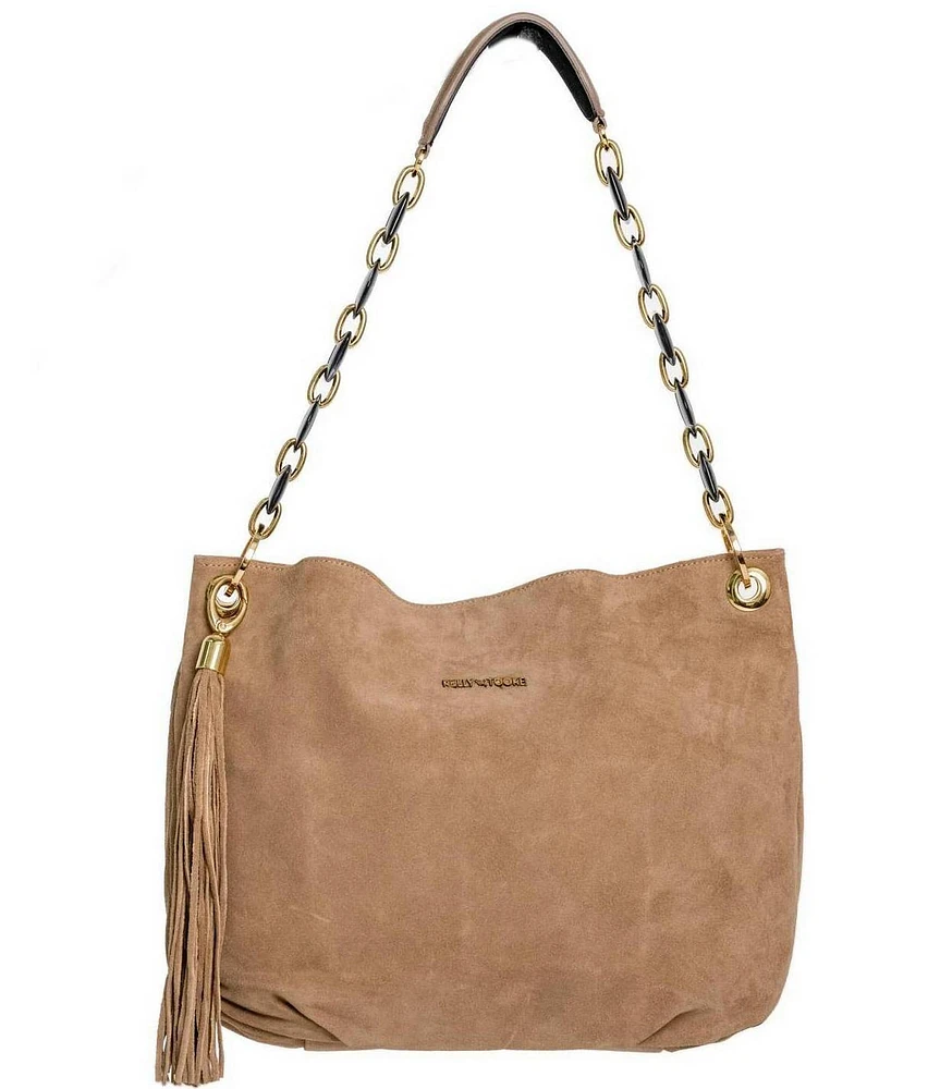 Kelly-Tooke Harley Suede Leather Chain Tassel Hobo Bag