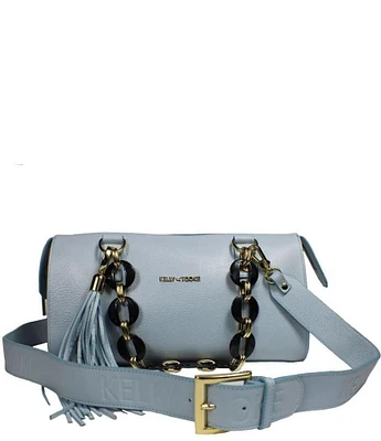 Kelly-Tooke Medium Soho Chain Sky Blue Pebbled Calfskin Leather Satchel Bag