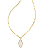 Kendra Scott Abbie Pave Frame Gold Long Pendant Necklace