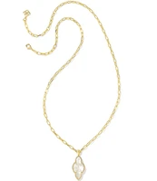 Kendra Scott Abbie Pave Frame Gold Long Pendant Necklace