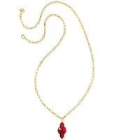 Kendra Scott Abbie Pave Frame Gold Long Pendant Necklace