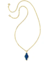 Kendra Scott Abbie Pave Frame Gold Long Pendant Necklace