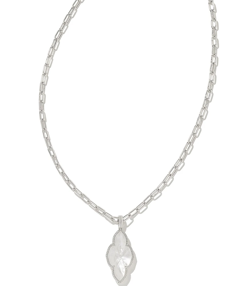 Kendra Scott Abbie Pave Frame Silver Long Pendant Necklace