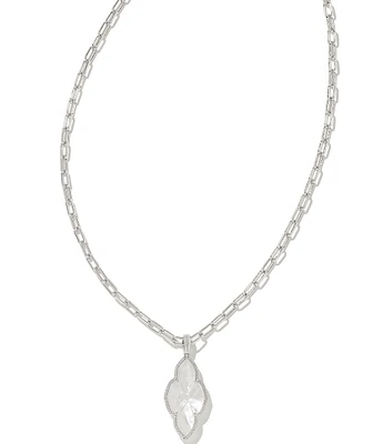 Kendra Scott Abbie Pave Frame Silver Long Pendant Necklace