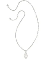 Kendra Scott Abbie Pave Frame Silver Long Pendant Necklace