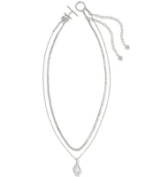 Kendra Scott Abbie Pave Frame Silver Short Multi Strand Necklace