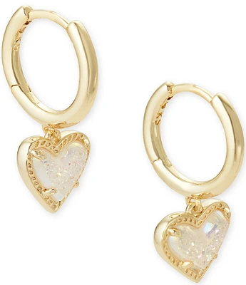 Kendra Scott Ari 14K Drusy Heart Huggie Earrings