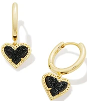 Kendra Scott Ari 14K Drusy Heart Huggie Earrings