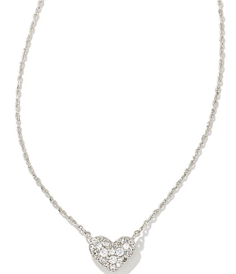 Kendra Scott Ari Pave Crystal Heart Silver Short Pendant Necklace