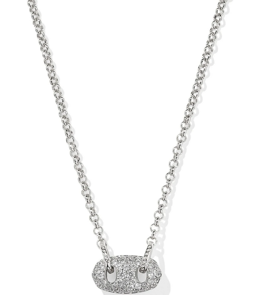 Kendra Scott Bailey Pave Short Silver Crystal Pendant Necklace