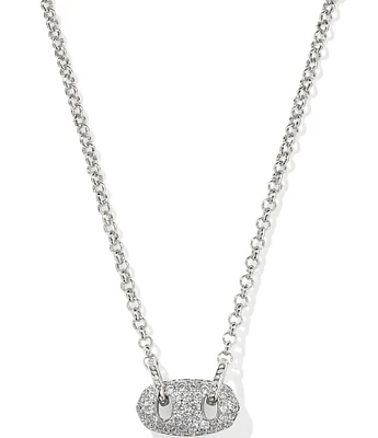 Kendra Scott Bailey Pave Short Silver Crystal Pendant Necklace