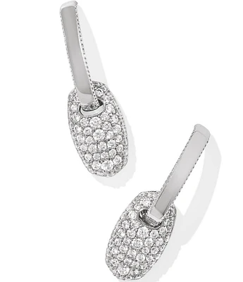 Kendra Scott Bailey Silver Crystal Pave Huggie Hoop Earrings