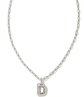 Kendra Scott Crystal Initial Letter Silver Short Pendant Necklace