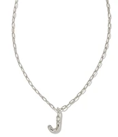 Kendra Scott Crystal Initial Letter Silver Short Pendant Necklace