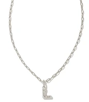 Kendra Scott Crystal Initial Letter Silver Short Pendant Necklace