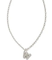 Kendra Scott Crystal Initial Letter Silver Short Pendant Necklace