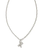 Kendra Scott Crystal Initial Letter Silver Short Pendant Necklace