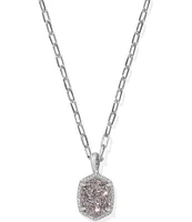 Kendra Scott Daphne Pave Frame Silver Platinum Drusy Short Pendant Necklace