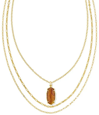 Kendra Scott Elle Vintage Bamboo Frame Triple Strand Necklace