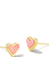 Kendra Scott Framed Ari Heart Gold Drusy Stud Earrings