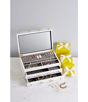 Kendra Scott Large Antique Brass Jewelry Box In White Lacquer