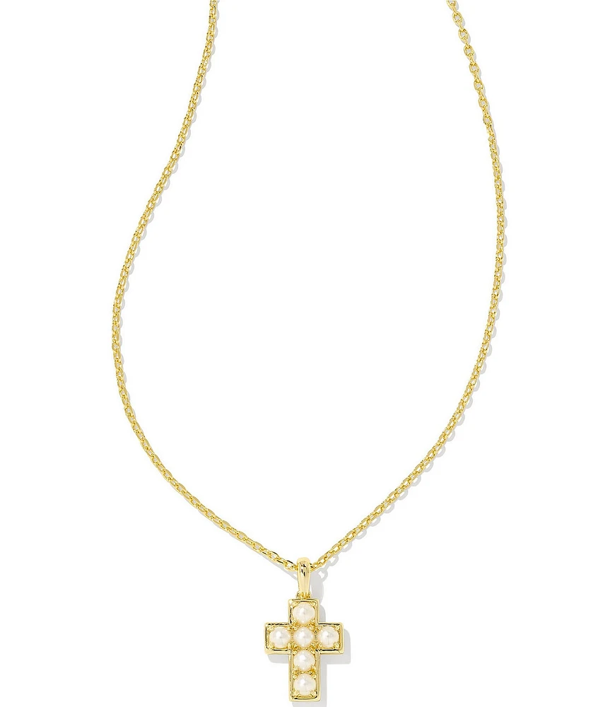 Kendra Scott Pearl Cross Short Pendant Necklace