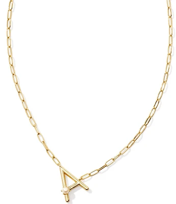 Kendra Scott Pearl Initial Gold Short Pendant Necklace