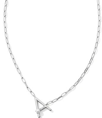 Kendra Scott Pearl Initial Silver Short Pendant Necklace