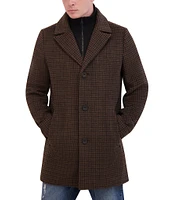 Kenneth Cole New York Brushed Houndstooth Topcoat with Rib Knit Bib