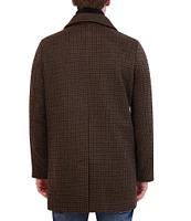 Kenneth Cole New York Brushed Houndstooth Topcoat with Rib Knit Bib