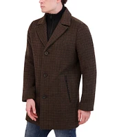 Kenneth Cole New York Brushed Houndstooth Topcoat with Rib Knit Bib