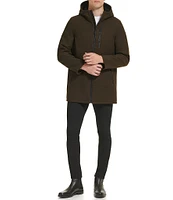 Kenneth Cole New York Long Sleeve Hooded Wool Blend Coat