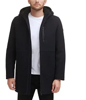 Kenneth Cole New York Long Sleeve Hooded Wool Blend Coat