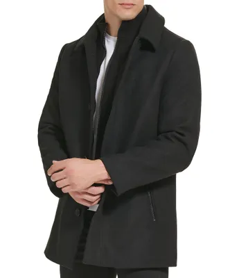 Kenneth Cole New York SB Button Front Wool Knit Collar Coat