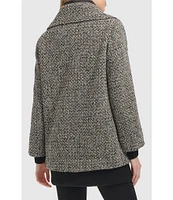 Kenneth Cole New York Textured Tweed Wool Envelope Collar Oversize Front Zip Coat