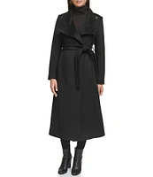 Kenneth Cole New York Wool Fencer Collar Long Sleeve Belted Maxi Coat