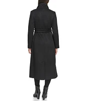 Kenneth Cole New York Wool Fencer Collar Long Sleeve Belted Maxi Coat